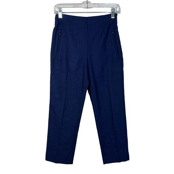 Club Monaco Navy Blue Cigarette Crop Mid Rise Career Trouser Knit Pants Size 00 - Picture 1 of 9